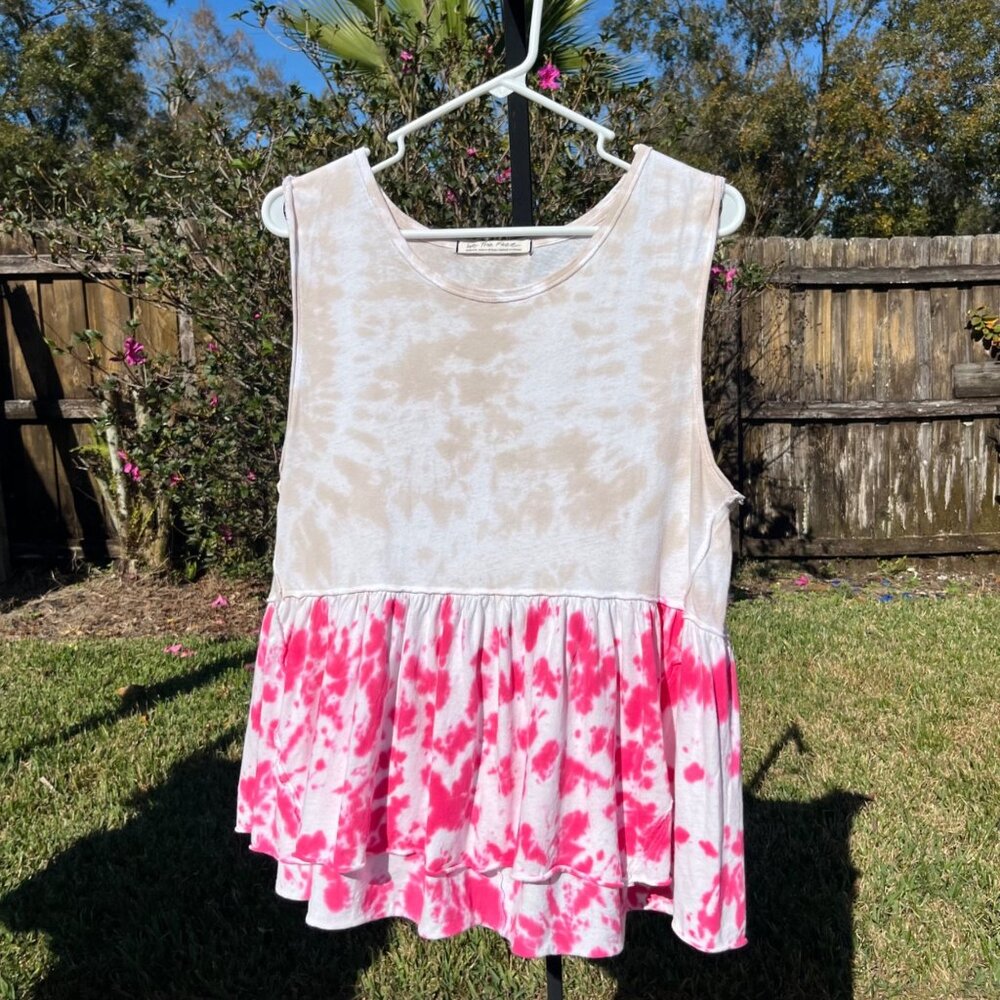 We The Free People Anytime Tie Dye Babydoll Top in Hibiscus Combo Size M - Picture 3 of 10